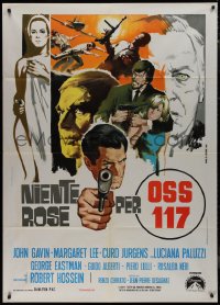 9p2003 OSS 117 - DOUBLE AGENT Italian 1p 1968 John Gavin, cool spy montage art by Sandro Symeoni!