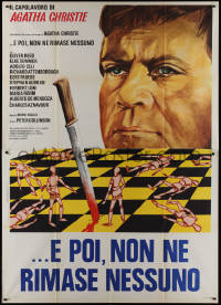 9p1458 AND THEN THERE WERE NONE Italian 2p 1974 Spagnoli art of Oliver Reed over chessboard war!