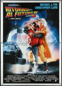 9p1462 BACK TO THE FUTURE II Italian 2p 1989 art of Michael J. Fox & Christopher Lloyd by Drew!