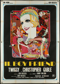 9p1469 BOY FRIEND Italian 2p 1972 cool art of sexy Twiggy by Dick Ellescas, directed by Ken Russell!