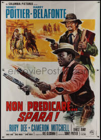 9p1474 BUCK & THE PREACHER Italian 2p 1972 different art of Sidney Poitier & Harry Belafonte!