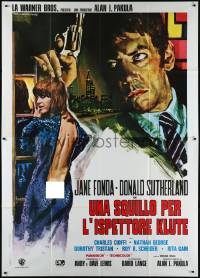 9p1550 KLUTE Italian 2p R1980s art of Donald Sutherland & Jane Fonda by Rodolfo Gasparri!