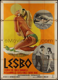 9p1560 LESBO Italian 2p 1969 early lesbian tale, sexy woman on beachi by de Berardinis, rare!