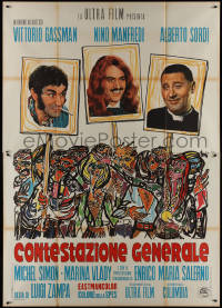 9p1561 LET'S HAVE A RIOT Italian 2p 1970 Contestazione Generale, wacky Ercole Brini art, ultra rare!