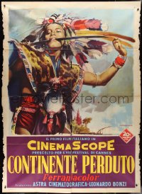 9p1563 LOST CONTINENT Italian 2p 1954 Bonzi, Gras & Moser documentary, sexy different art, rare!