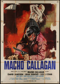 9p1566 MACHO CALLAHAN Italian 2p 1970 cool different cowboy artwork by Sandro Symeoni!