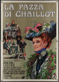 9p1567 MADWOMAN OF CHAILLOT Italian 2p 1969 great different Avelli art of Katharine Hepburn!