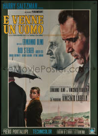 9p1572 MAN NAMED JOHN Italian 2p 1965 Olmi's E venne un uomo, Nistri art of Rod Steiger, rare!