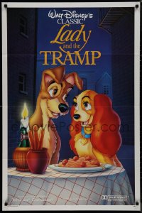 9p0549 LADY & THE TRAMP style V int'l 1sh R1988 Walt Disney romantic canine dog classic cartoon!