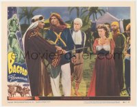 9p1025 BAGDAD LC #2 1950 Vincent Price stops John Sutton with sword from stabbing Maureen O'Hara!