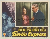 9p1033 BERLIN EXPRESS LC #4 1948 Paul Lukas knocks on Merle Oberon's door, Jacques Tourneur!