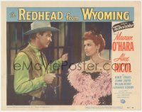 9p1238 REDHEAD FROM WYOMING LC #5 1953 Maureen O'Hara stares at Alex Nicol holding keys to jail!