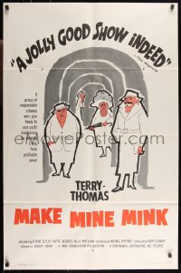 9p0564 MAKE MINE MINK 1sh 1961 sexy artwork of Terry-Thomas stealing woman's clothes!