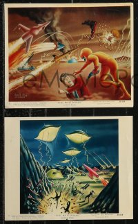 9p0841 MYSTERIANS 7 color 8x10 stills 1959 cool sci-fi alien & ships art by Lt. Colonel Robert Rigg!