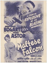 9p0082 MALTESE FALCON herald 1941 Humphrey Bogart, Mary Astor, John Huston film noir, ultra rare!