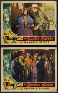 9p1401 LAWLESS RIDERS 6 LCs 1935 Ken Maynard blasts his barrage of bullets against the masked menace!