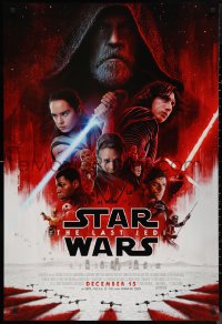 9r1255 LAST JEDI advance DS 1sh 2017 Star Wars, incredible sci-fi image of Hamill, Driver & Ridley!