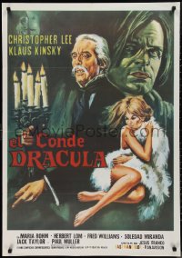 9r0457 COUNT DRACULA Spanish 1970 Jesus Franco, art of Christoper Lee, Klaus Kinski & sexy girl!