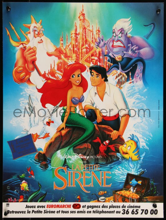 eMoviePoster.com: 9r0996 LITTLE MERMAID French 16x21 1990 great image ...