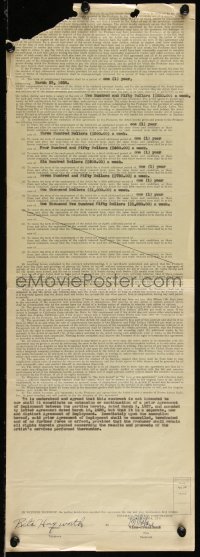 9s0716 RITA HAYWORTH signed contract 1938 signed by Columbia Pictures for $250 a week for a year!