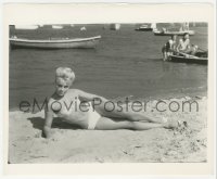 9t0870 ELKE SOMMER 8.25x10 still 1960s super sexy swimsuit portrait laying on the beach!