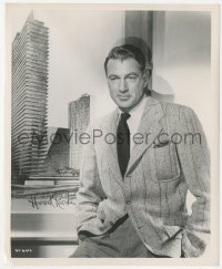 9t0878 FOUNTAINHEAD 8.25x10 still 1949 Gary Cooper by framed signed art of his skyscraper, Ayn Rand