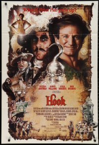 9t0568 HOOK Aust 1sh 1991 artwork of pirate Dustin Hoffman & Robin Williams by Drew Struzan!