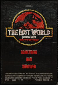 9t0572 JURASSIC PARK 2 DS Aust 1sh 1997 Steven Spielberg, classic logo with T-Rex over red background!