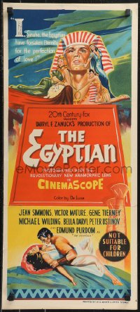 9t0642 EGYPTIAN Aust daybill 1954 Curtiz, art of Jean Simmons, Victor Mature & Gene Tierney!