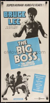 9t0645 FISTS OF FURY Aust daybill R1980s Bruce Lee gives you biggest kick of your life, kung fu!
