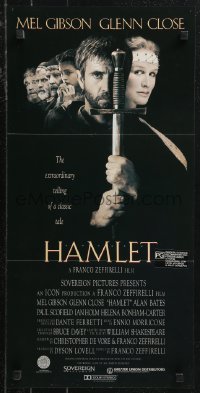 9t0654 HAMLET Aust daybill 1991 Mel Gibson, Glenn Close, Helena Bonham Carter, William Shakespeare