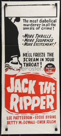 9t0662 JACK THE RIPPER Aust daybill 1960 American detective helps Scotland Yard find fabled killer!