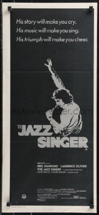 9t0663 JAZZ SINGER Aust daybill 1981 artwork of Neil Diamond singing into microphone, re-make!