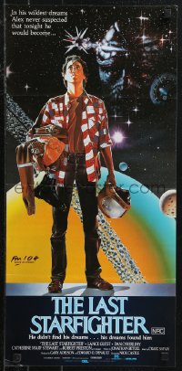 9t0669 LAST STARFIGHTER Aust daybill 1984 Lance Guest, cool sci-fi art by C.D. de Mar!