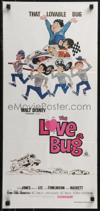 9t0672 LOVE BUG Aust daybill R1970s Disney, Dean Jones drives Volkswagen Beetle race car Herbie!