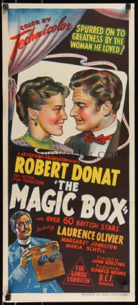 9t0674 MAGIC BOX Aust daybill 1952 Boulting directed, Robert Donat, Margaret Johnston, different!