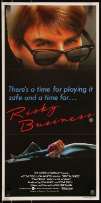 9t0690 RISKY BUSINESS Aust daybill 1983 classic close up artwork image of Tom Cruise in cool shades!