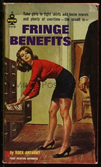 9t0779 FRINGE BENEFITS paperback book 1963 girls in tight skirts, loose morals & plenty of overtime!