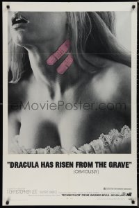 9t1394 DRACULA HAS RISEN FROM THE GRAVE 1sh 1969 Hammer, c/u of sexy girl with bandaids on her neck!