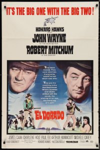 9t1405 EL DORADO 1sh 1967 John Wayne, Robert Mitchum, Howard Hawks, big one with the big two!