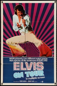 9t1410 ELVIS ON TOUR int'l 1sh 1972 classic artwork of Elvis Presley singing into microphone!