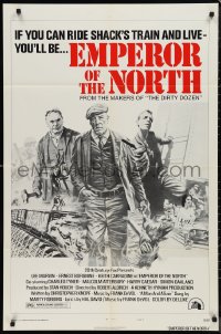 9t1413 EMPEROR OF THE NORTH POLE style B 1sh 1973 Lee Marvin, Borgnine, Tom William Chantrell art!