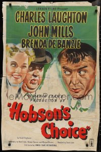 9t1102 HOBSON'S CHOICE English 1sh 1954 David Lean, great art of Charles Laughton, Mills & De Banzie