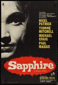 9t1106 SAPPHIRE English 1sh 1959 English mystery directed by Basil Dearden, don't tell her secret!