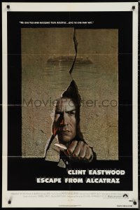 9t1420 ESCAPE FROM ALCATRAZ 1sh 1979 Eastwood busting out by Lettick, Don Siegel prison classic!