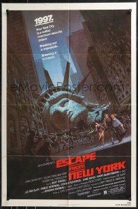 9t1421 ESCAPE FROM NEW YORK NSS style 1sh 1981 John Carpenter, decapitated Lady Liberty by Jackson!