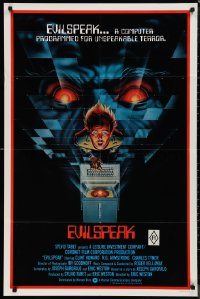 9t1424 EVILSPEAK int'l 1sh 1981 computer programmed for unspeakable terror, C.W. Taylor sci-fi art!