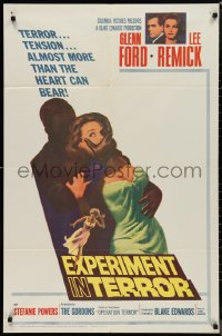 9t1431 EXPERIMENT IN TERROR 1sh 1962 Glenn Ford, Lee Remick, more tension than the heart can bear!