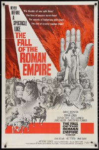 9t1436 FALL OF THE ROMAN EMPIRE revised 1sh 1964 Anthony Mann, Sophia Loren, cool chariot race art!