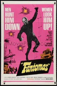 9t1439 FANTOMAS 1sh 1966 Jean Marais, men hunt him down, women look him up!